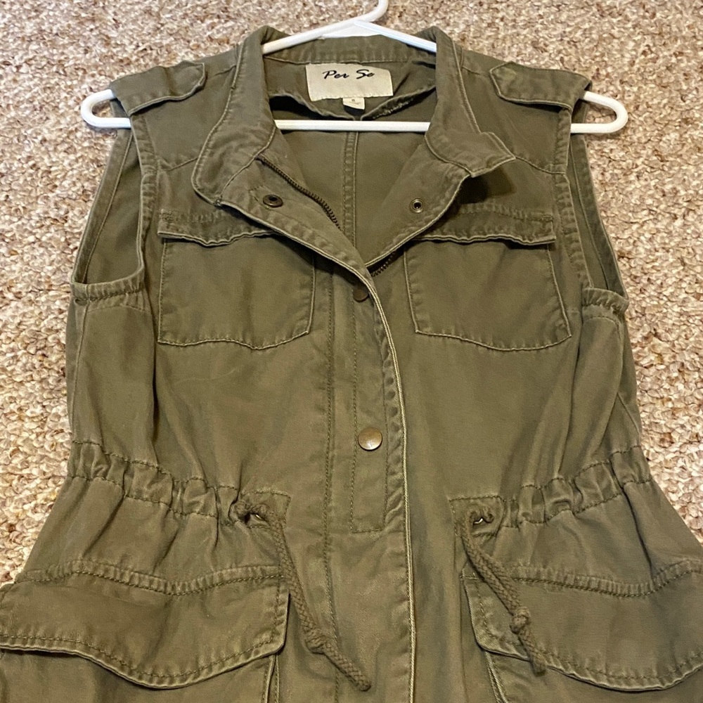 Per Se Olive Green Utility Vest - Picture 6 of 7